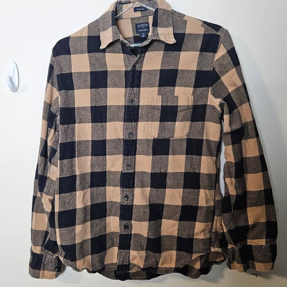 J.Crew Mercantile Men's Slim-Fit Long-Sleeve Plaid Flannel Shirt Shadow Black Be